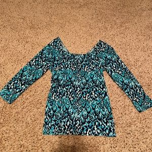 Ann Taylor Patterned Scoop Neck Top